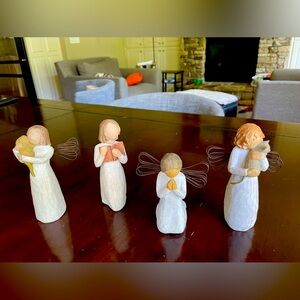 4 Willow Tree Figurines- Love of Learning, Prayer, Friendship cat and dog